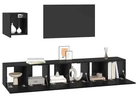 Set comodă TV 4 pcs Stejar negru 60 x 30 x 30 cm Lemn compozit - 3/5