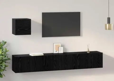 Set comodă TV 4 pcs Stejar negru 60 x 30 x 30 cm Lemn compozit - 4/5
