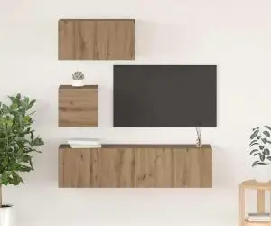vidaXL Set comodă TV Pe perete Altele 4 pcs stejar artizanal 60 x 30 x 30 cm