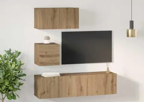 Set comodă TV Pe perete Altele 4 pcs stejar artizanal 60 x 30 x 30 cm - 4/5