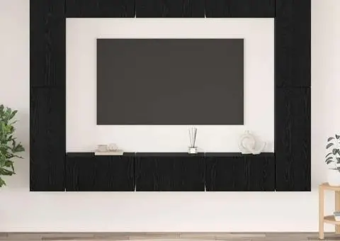 Set comodă TV 10 pcs Stejar negru Mediu 30.5 x 30 x 90 cm - 1/5