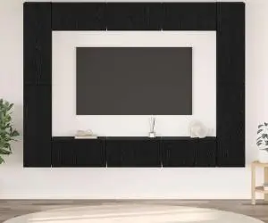 vidaXL Set comodă TV 10 pcs Stejar negru Mediu 30.5 x 30 x 90 cm