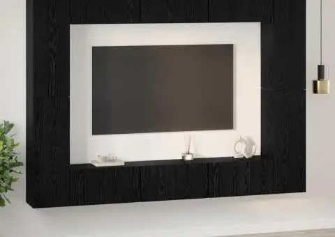 Set comodă TV 10 pcs Stejar negru Mediu 30.5 x 30 x 90 cm - 4/5