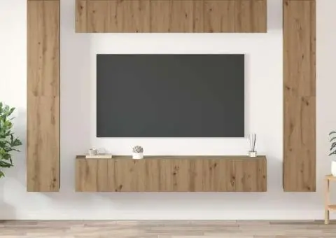 Set comodă TV cu raft 10 pcs stejar artizanal 30.5 x 30 x 90 cm - 1/5