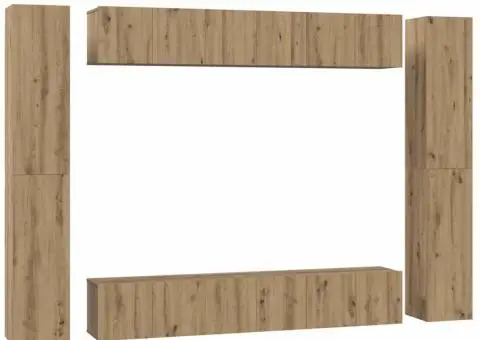 Set comodă TV cu raft 10 pcs stejar artizanal 30.5 x 30 x 90 cm - 2/5