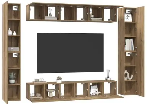 Set comodă TV cu raft 10 pcs stejar artizanal 30.5 x 30 x 90 cm - 3/5