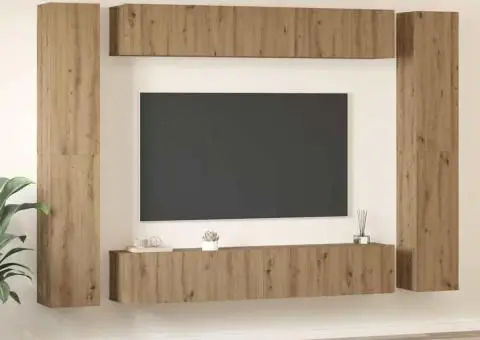 Set comodă TV cu raft 10 pcs stejar artizanal 30.5 x 30 x 90 cm - 4/5