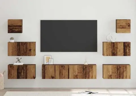 Set comodă TV 8 pcs Lemn vechi 60 x 30 x 30 cm Lemn compozit - 1/5