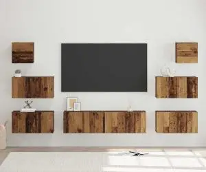 vidaXL Set comodă TV 8 pcs Lemn vechi 60 x 30 x 30 cm Lemn compozit