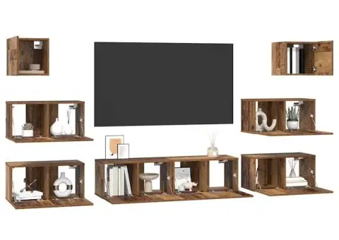 Set comodă TV 8 pcs Lemn vechi 60 x 30 x 30 cm Lemn compozit - 3/5