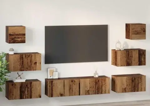 Set comodă TV 8 pcs Lemn vechi 60 x 30 x 30 cm Lemn compozit - 4/5