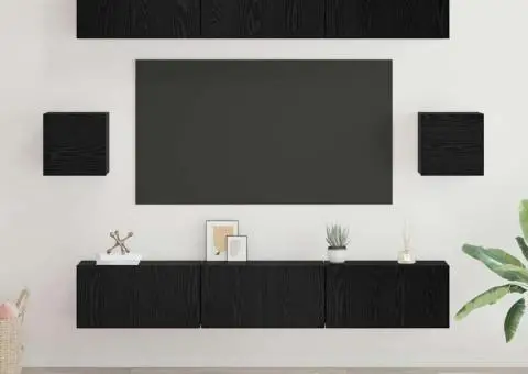 Set comodă TV 8 pcs Stejar negru 60 x 30 x 30 cm Lemn compozit - 1/5