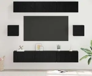 vidaXL Set comodă TV 8 pcs Stejar negru 60 x 30 x 30 cm Lemn compozit