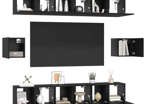 Set comodă TV 8 pcs Stejar negru 60 x 30 x 30 cm Lemn compozit - 3/5