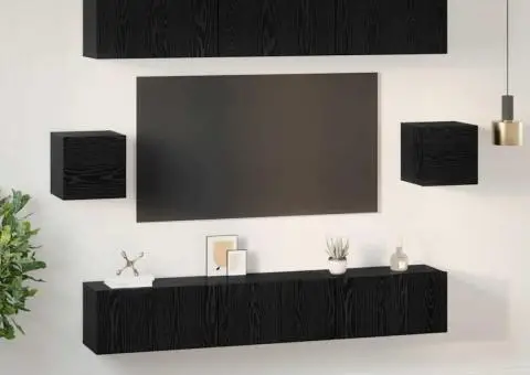 Set comodă TV 8 pcs Stejar negru 60 x 30 x 30 cm Lemn compozit - 4/5