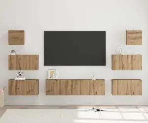vidaXL Set comodă TV Pe perete Altele 8 pcs stejar artizanal 60 x 30 x 30 cm