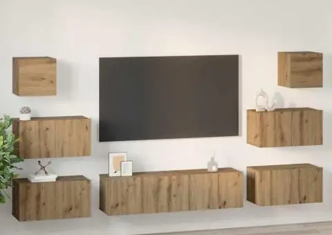 Set comodă TV Pe perete Altele 8 pcs stejar artizanal 60 x 30 x 30 cm - 4/5