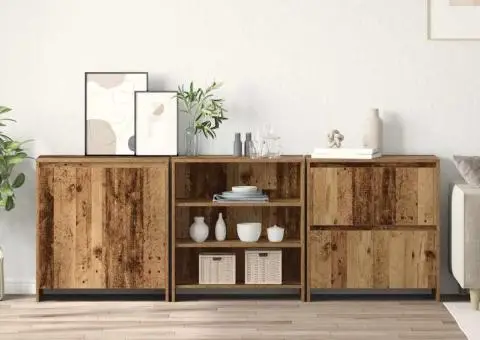 Bufeturi cu raft Altele 3 pcs Lemn vechi 70 x 41 x 75 cm Lemn compozit - 1/5