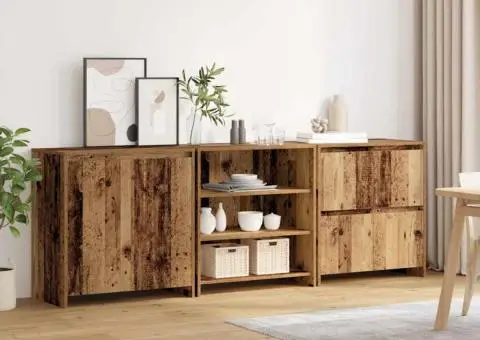 Bufeturi cu raft Altele 3 pcs Lemn vechi 70 x 41 x 75 cm Lemn compozit - 3/5