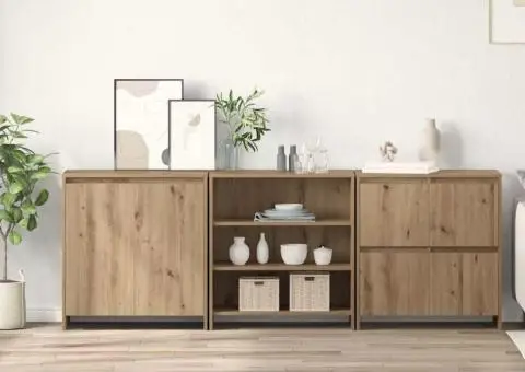 Bufeturi 3 pcs stejar artizanal 70 x 41 x 75 cm Lemn compozit - 1/5