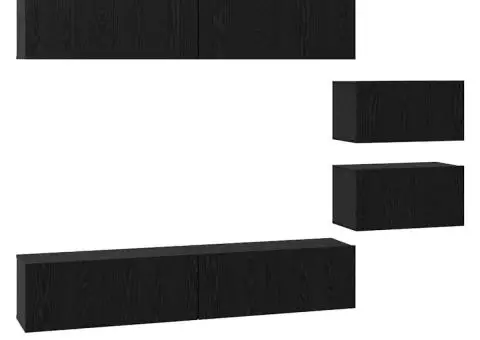 Set comodă TV cu raft Altele 6 pcs Stejar Negru 80 x 30 x 30.5 cm mic - 2/5