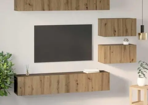 Set dulap TV 6 pcs stejar artizanal 80 x 30 x 30 cm Mediu - 4/5