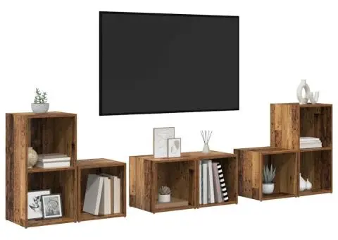 Set dulap TV cu raft cu depozitare 6 pcs Lemn Vechi Lemn compozit - 3/5