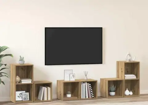 Set dulap TV cu raft cu depozitare 6 pcs Stejar Artizanal Lemn compozit - 1/5