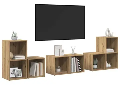 Set dulap TV cu raft cu depozitare 6 pcs Stejar Artizanal Lemn compozit - 3/5