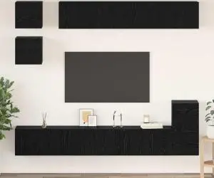 vidaXL Set comodă TV cu raft Altele cu depozitare 8 pcs Stejar Negru