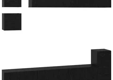 Set comodă TV cu raft Altele cu depozitare 8 pcs Stejar Negru - 2/5