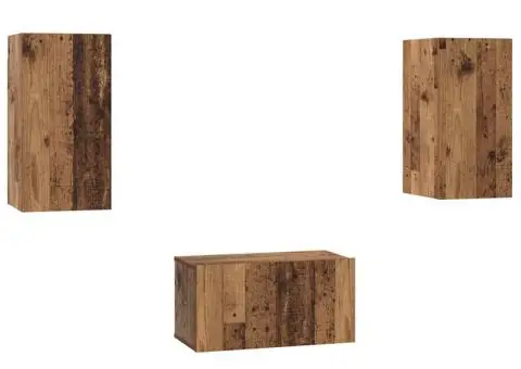Set comodă TV cu raft Pe perete cu depozitare cu ușă 3 pcs Lemn vechi 60 x 30 x 30 cm - 2/5