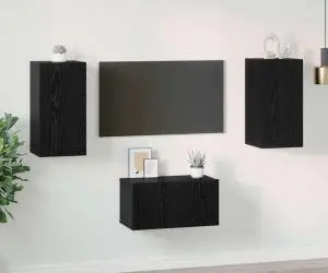 vidaXL Set comodă TV cu raft 3 pcs Stejar negru 60 x 30 x 30.5 cm