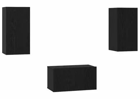 Set comodă TV cu raft 3 pcs Stejar negru 60 x 30 x 30.5 cm - 2/5