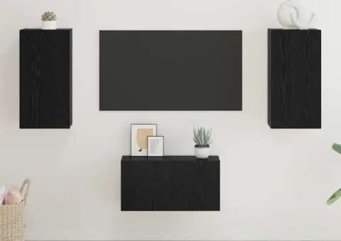 Set comodă TV cu raft 3 pcs Stejar negru 60 x 30 x 30.5 cm - 4/5