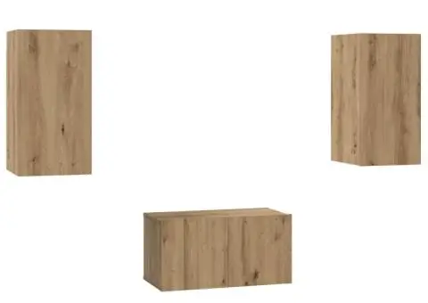 Set comodă TV cu raft Pe perete 3 pcs stejar artizanal 60 x 30 x 30 cm - 2/5