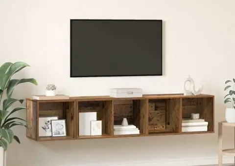 Set dulap TV 2 pcs Lemn vechi 37 x 37 x 142.5 cm Lemn compozit - 1/5