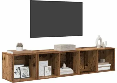 Set dulap TV 2 pcs Lemn vechi 37 x 37 x 142.5 cm Lemn compozit - 3/5