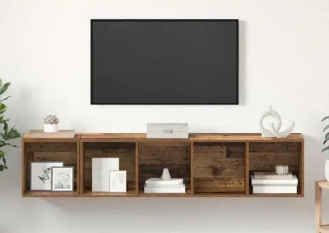 Set dulap TV 2 pcs Lemn vechi 37 x 37 x 142.5 cm Lemn compozit - 4/5