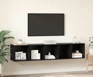 vidaXL Set dulap TV 2 pcs Stejar negru 37 x 37 x 142.5 cm