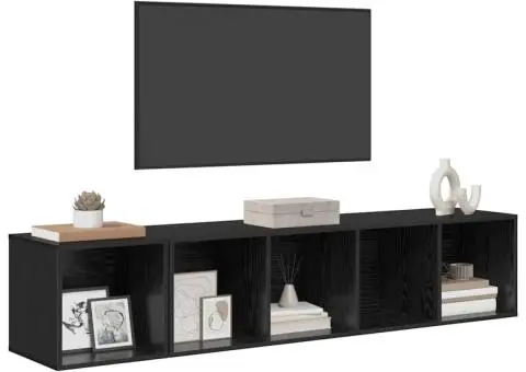 Set dulap TV 2 pcs Stejar negru 37 x 37 x 142.5 cm - 3/5