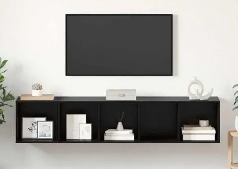 Set dulap TV 2 pcs Stejar negru 37 x 37 x 142.5 cm - 4/5