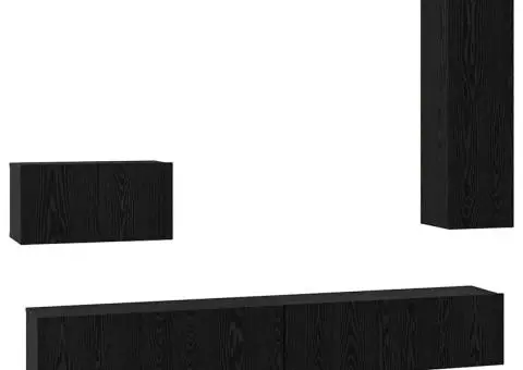 Dulap pentru TV pe Perete cu raft Altele cu depozitare cu ușă 4 pcs Stejar negru - 2/5