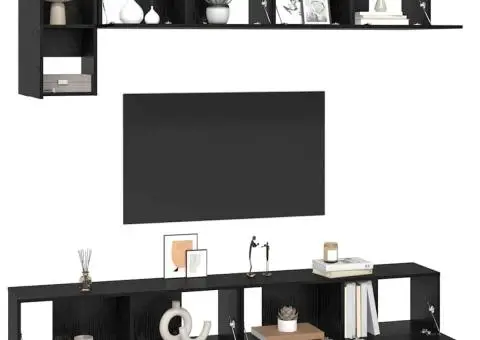 Set comodă TV 5 pcs Stejar negru 100 x 30 x 30 cm Lemn compozit - 3/5