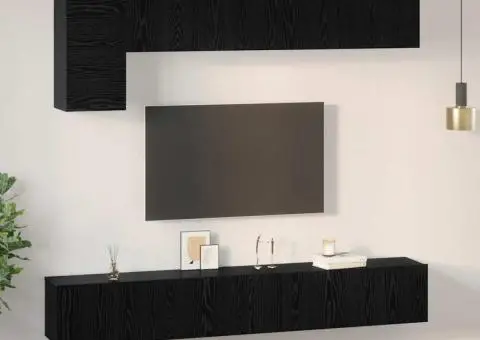 Set comodă TV 5 pcs Stejar negru 100 x 30 x 30 cm Lemn compozit - 4/5