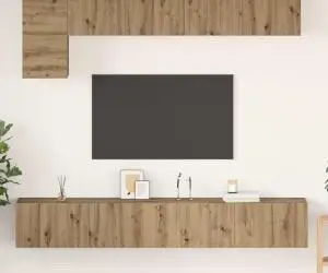 vidaXL Set comodă TV cu raft Pe perete Altele 5 pcs stejar artizanal Mediu 100 cm