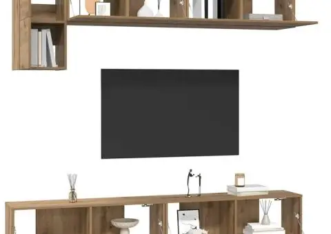 Set comodă TV cu raft Pe perete Altele 5 pcs stejar artizanal Mediu 100 cm - 3/5