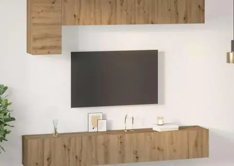 Set comodă TV cu raft Pe perete Altele 5 pcs stejar artizanal Mediu 100 cm - 4/5