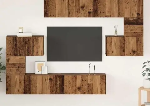 Set comodă TV 8 pcs Lemn vechi 80 x 30 x 30 cm Lemn compozit - 1/5