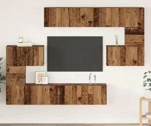 vidaXL Set comodă TV 8 pcs Lemn vechi 80 x 30 x 30 cm Lemn compozit
